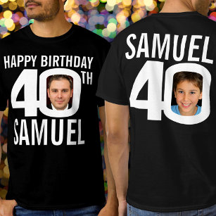 40th birthday custom name photo template white  T-Shirt