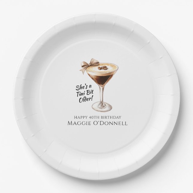 40th Birthday Custom Paper Plate Espresso Martini (Front)