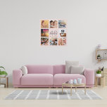 40th birthday custom photo collage rose gold name faux canvas print<br><div class="desc">A unique 40th birthday gift or keepsake, celebrating her life with a collage of 8 of your photos. Add images of her family, friends, pets, hobbies or dream travel destination. Personalize and add a name, age 40 and a date. Grey and dark rose gold coloured letters. A chic black background....</div>