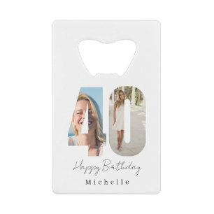 40th Birthday Custom Photo Credit Card Bottle Opener