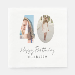 40th Birthday Custom Photo Napkin