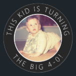 40th Birthday Custom Photo Stickers<br><div class="desc">'This Kid is Turning 40' 40th birthday party custom photo stickers. Add to drinks cups,  dessert cups,  or napkins to create a personal touch.</div>