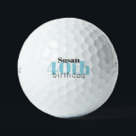 40th Birthday Custom Turquoise Titleist Pro V1 Golf Balls<br><div class="desc">"40"  or any age.  Personalized.  Turquoise and black text.</div>