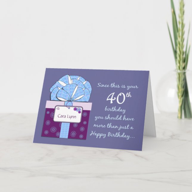 40th Birthday Customizable Card (Front)