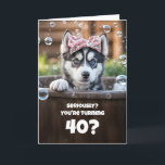 40th Birthday Cute and Funny Surprised Husky Card<br><div class="desc">A cute little husky has a surprised look on his face. You can customize this card for any age; I have it as a 40th or fortieth birthday card.</div>