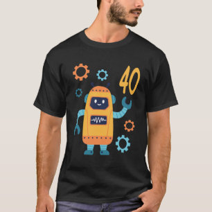 40Th Birthday Cute Robot 40 Year Old Funny B-Day M T-Shirt