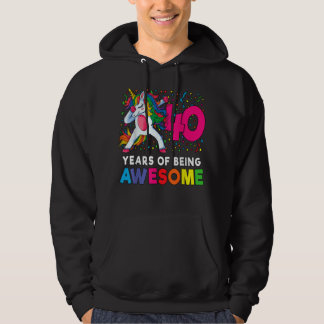 40th Birthday Dabbing Unicorn Party 40 Years Old 8 Hoodie
