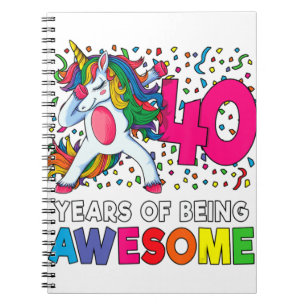 40th Birthday Dabbing Unicorn Party Gift 40 Years  Notebook