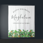 40th Birthday December Birth Flower Backdrop Tapestry<br><div class="desc">Create a special keepsake when your guests have a photograph with the birthday celebrant. This festive Christmas backdrop features green  holly and red berries. All of the text is editable so you can easily craft your own special mood.</div>