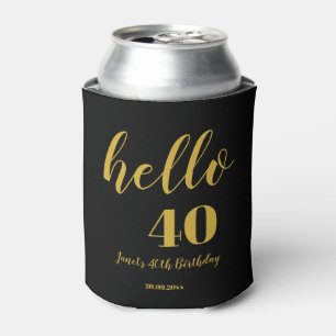  40th Birthday Elegant Black and Gold Custom  Can Cooler