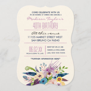 40th Birthday Elegant Bouquet Invitation