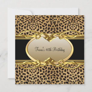 40th Birthday Elegant Classy Gold Black Leopard Invitation