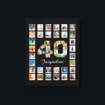 40th Birthday Family Photo Collage 47 Photographs Canvas Print<br><div class="desc">Personalized gift canvas with 47 photos of your choice. A wonderful gift idea to commemorate a 40th birthday for that special person. TOP TIP: If you Pre-crop your photos into a square shape before you upload them you have control of how they look. No problem if you can't do this...</div>