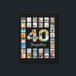 40th Birthday Family Photo Collage 47 Photographs Canvas Print<br><div class="desc">Personalized gift canvas with 47 photos of your choice. A wonderful gift idea to commemorate a 40th birthday for that special person. TOP TIP: If you Pre-crop your photos into a square shape before you upload them you have control of how they look. No problem if you can't do this...</div>