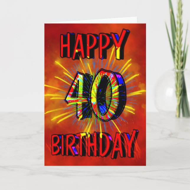40th Birthday Fireworks Card (Front)