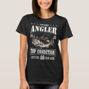 40th birthday fishing 40 Year Old fisherman 1983 3 T-Shirt