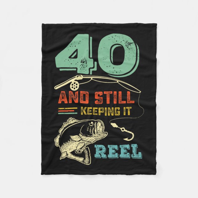 40th Birthday Fishing Turning 40 Fisherman Mens Pu Fleece Blanket (Front)