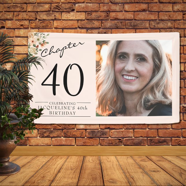 40th Birthday Floral Pink Photo Banner (Creator Uploaded)