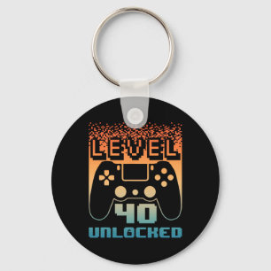 40th Birthday For Men Level 40 Unlocked Gamer 40 Y Keychain