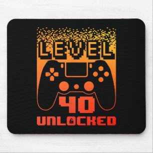 40th Birthday For Men Level 40 Unlocked Gamer 40 Y Mouse Pad