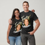 40th birthday forty and fabulous gold effect photo T-Shirt<br><div class="desc">Forty and fabulous,  40th birthday half century gold effect script text add your own photo. Personalize this 40th birthday shirt with your message and square shaped photo of your birthday girl. Other years and matching items are available. © Original design by Sarah Trett for www.mylittleeden.com on Zazzle.</div>