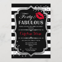 40th Birthday - Forty Fabulous Black Red Silver