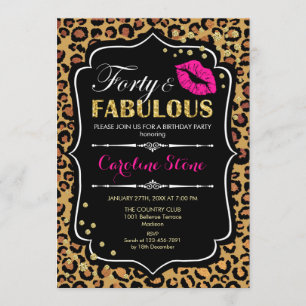 40th Birthday - Forty Fabulous Leopard Print Invitation