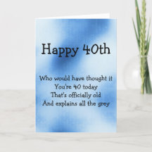 40th birthday fun card