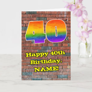 40th Birthday: Fun Graffiti-Inspired Rainbow 40 Card