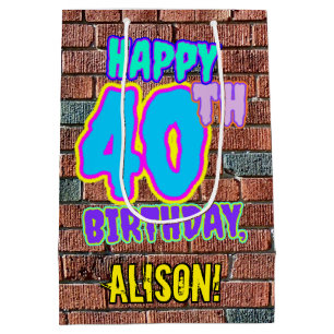 40th Birthday: Fun, Urban Graffiti Inspired Look Medium Gift Bag