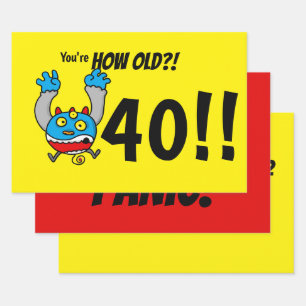 40th Birthday Funny Age Joke Wrapping Paper Sheet