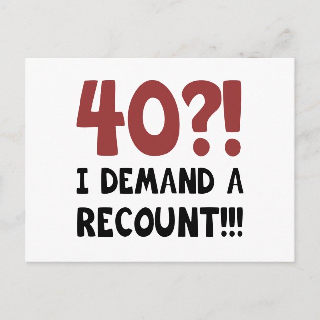 40th Birthday Gag Gift Postcard (Front)