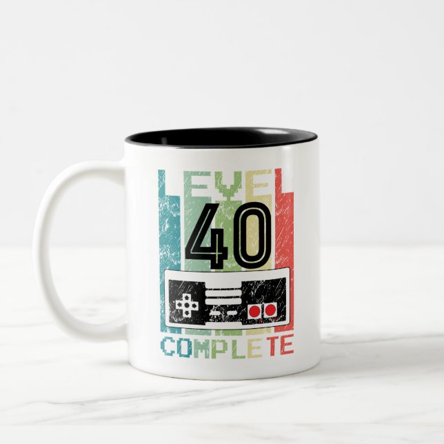 40th Birthday Gamer Gift Level 40 Complete Mugs (Left)
