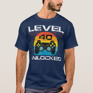 40th Birthday Gamer Party Level 40 Unlocked Funny  T-Shirt