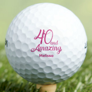 40th Birthday Gift for Mom Pink Script Golf Balls