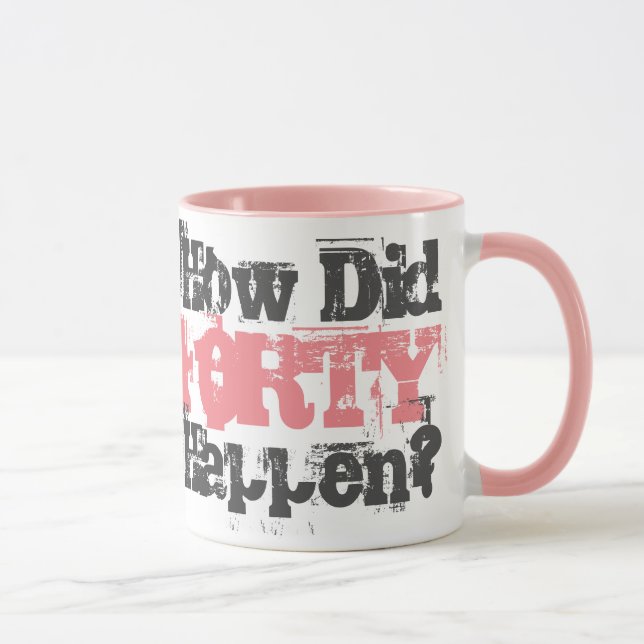 40th Birthday Gift. How Did Forty Happen? Mug (Right)