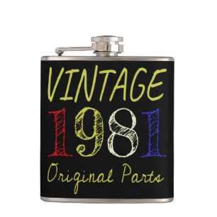 40th Birthday Gift Retro Vintage 1981 Hip Flask