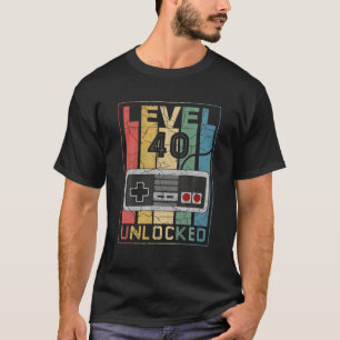 40Th Birthday Gifts Level 40 Unlocked Video Gamer T-Shirt