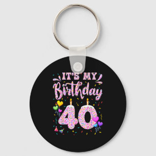 40th birthday girl doughnut happy 40 years old lad keychain