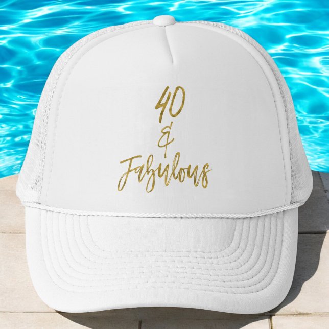 40th Birthday Gold Foil and White Trucker Hat (Creator Uploaded)
