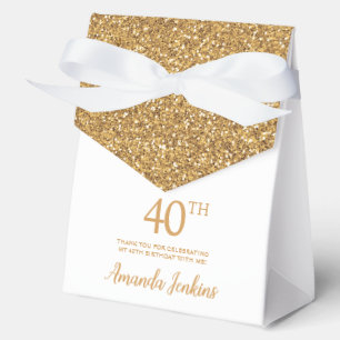 40th Birthday Gold Glitter Thank You Favor Box