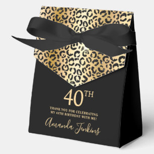 40th Birthday Gold Leopard Print Thank You Favor Box