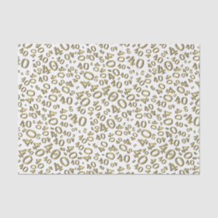 40th Birthday Gold/White Random Number Pattern Tissue Paper