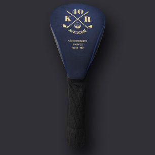 40th Birthday Golf 50th 60th Monogram Royal Blue Head Cover