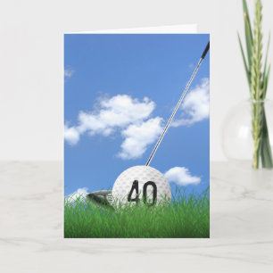 40th birthday golf ball in grass card