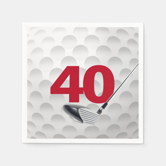 40th Birthday Golf Ball Napkin (Front)