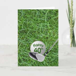 40th Birthday Golf Ball on Grass Card