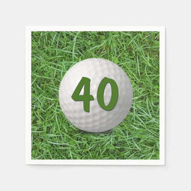 40th Birthday Golf Ball on Grass Napkin (Front)
