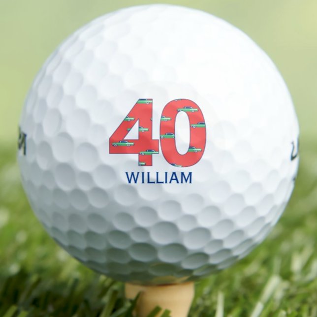 40th birthday golf balls 40 years cars initials (Creator Uploaded)