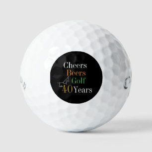 40th Birthday Golf Cheers and Beers Black and Gold Balls